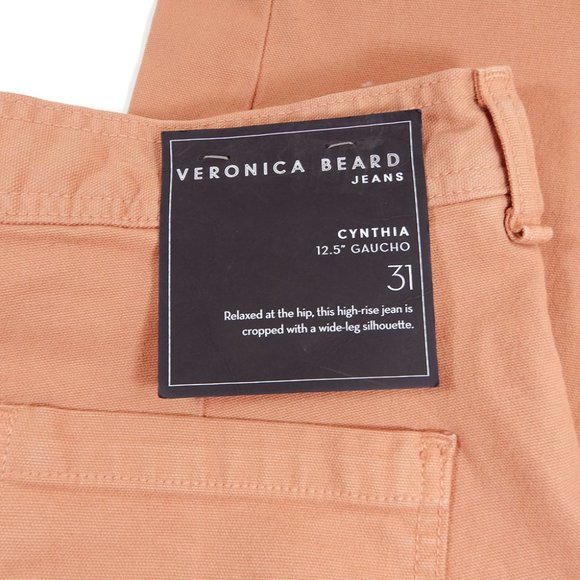 VERONICA BEARD Cynthia Gaucho JEANS Size 31 Cropped Wide Leg Dusty Rose NEW - Picture 5 of 10